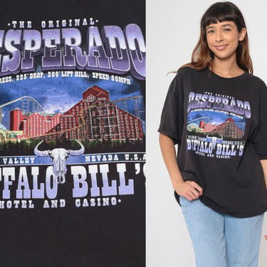 Y2K Desperado Roller Coaster Shirt Buffalo Bill's Resort & Casino TShirt 00s Primm Valley Nevada Tee Vintage Travel Souvenir Black 2xl xxl 