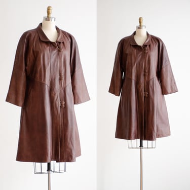 brown leather jacket 80s vintage oxblood cordovan oversized leather coat 