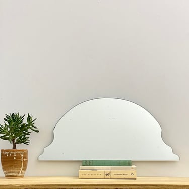 Vintage Scalloped Mirror For Shelf Bar Silver Organic 1/4