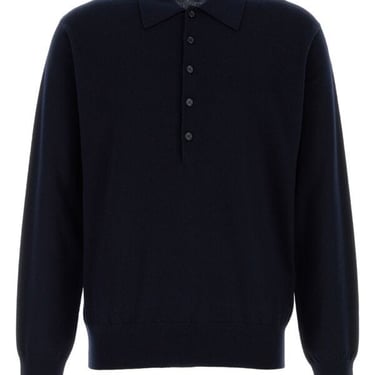 Dries Van Noten Man Midnight Blue Wool Muano Polo Shirt