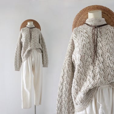 drop shoulder cable knit sweater - m 