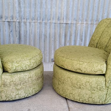 Tufted Back Art Deco Upholstered Lounge Chairs 1930's - a Pair 