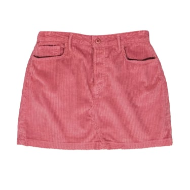 GRLFRND - Pink Ribbed Velour Miniskirt Sz 29