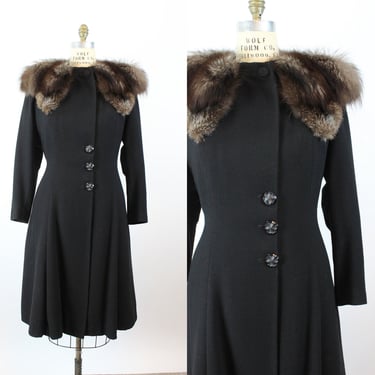 1940s FOX FUR collar coat medium large | new fall 