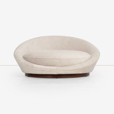 Milo Baughman Style Satellite Chaise in Tan Faux Fur, 1970