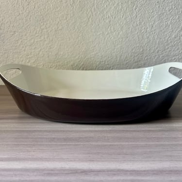 Vintage Brown Copco enameled cast iron Casserole dish by Michael Lax, MID Century Modern Enamelware 
