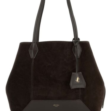 Jimmy Choo Women Dark Brown Suede Diamond Shopping Bag