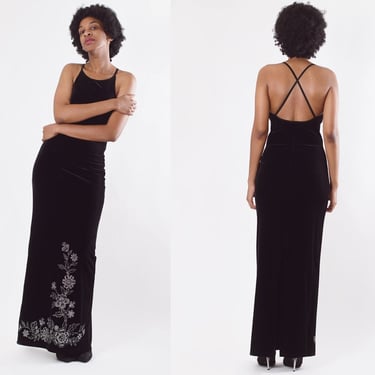 Reclaimed Black Velvet Sleeveless Maxi Dress 