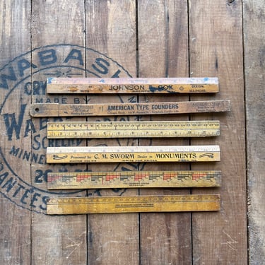 Vintage Lot of Wood Advertising and Classroom Rulers 
