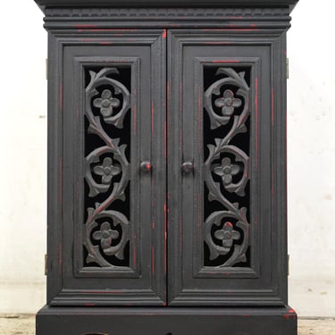 Vintage 16.25 in. Black Wood 2 Door Storage Cabinet