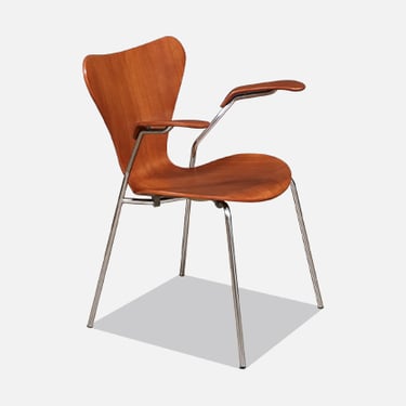 Arne Jacobsen Series-7 Teak Desk Chair for Fritz Hansen