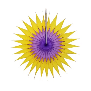 Pointed Duo Fan 30cm Yellow & Lavender