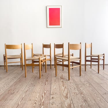 Set of 6 Original CH36 Dining Chairs by Hans J. Wegner in Oak with New Danish Cord, Denmark, 1960s 