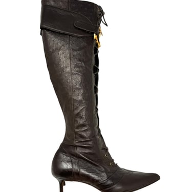 Dior Brown 'CD' Logo Ostrich Boots