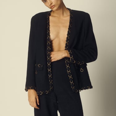 Chanel Chain Trim Silk Suit