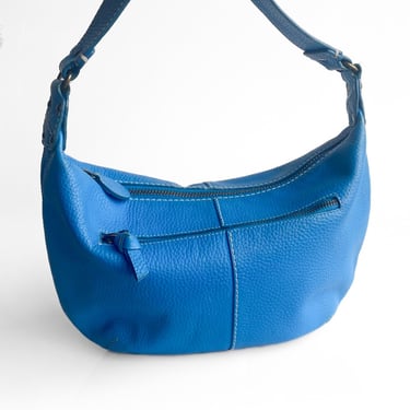 Y2K Electric Blue Leather Crescent Handbag