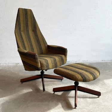 Mid-Century Modern Lounge Chair Ottoman Set By Adrian Pearsall, Craft Associates