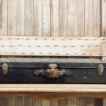 Long Black Suitcase Storage Rustic Industrial Decor Storage Shelf Photos Papers Artwork Travel Luggage 