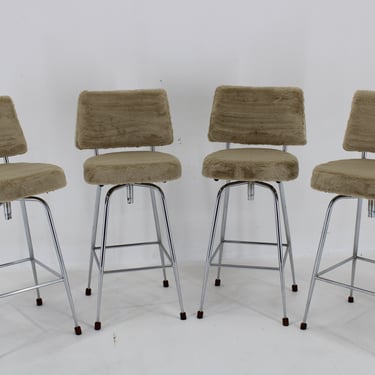 1960s Set of Four Restored Bar Chairs ,Czechoslovakia / Vintage Chairs / Mid-century / Beigr Colour / 