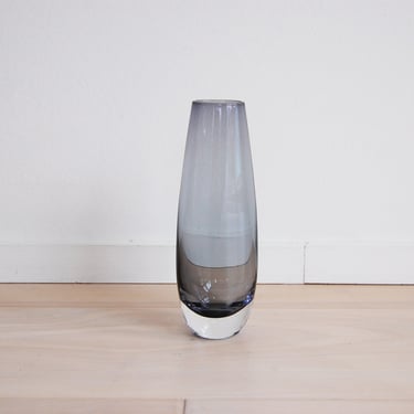 Mid Century Modern Smoked Gray Tall Glass Flower Vase 