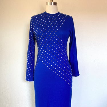 1980s Ultramarine blue studded dress 