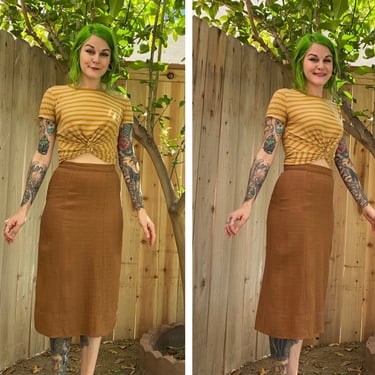 Vintage 1940’s Tan Pencil skirt with Side Zipper 
