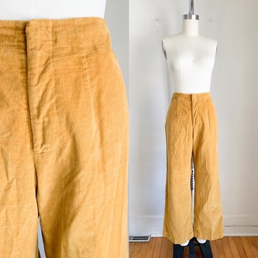 Vintage 1960s Mustard Yellow Corduroy Pants / M 