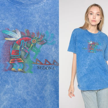 Sedona T Shirt 00s Arizona T-Shirt Kokopelli Graphic Tee Blue Acid Wash Retro Tourist Hipster Travel AZ USA Hippie Vintage 00s Medium Large 