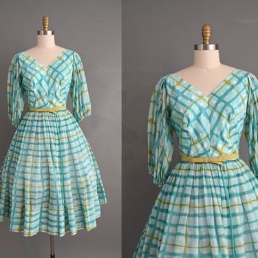 vintage 1950s dress | Mr. Mort Cotton Ballon Sleeve Summer Dress | Small Medium 