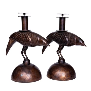 Pair Bronze Falcons