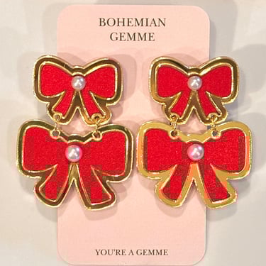 Sample Sale Satin Red Bow Earrings