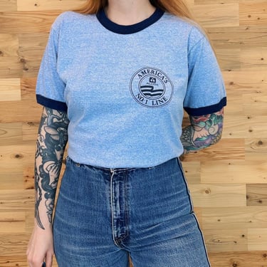 70's Vintage Baby Blue Ringer ALCOA Company tee shirt t-shirt 