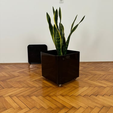 Space Age Black Trolley Container  / Dime Side Table / Coffee Table / Storage Box / Design by Marcello Siard / LONGATO / Italy / 1970s 