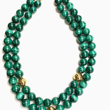 Double Row Malachite Necklace