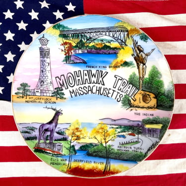 Mohawk Trail Massachusetts souvenir plate - 1950s road trip souvenir 
