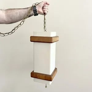 Vintage 1950's Mid Century Danish Modern Hanging Swag Teak Lamp Light MCM