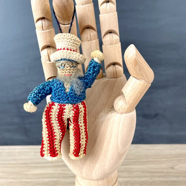 Uncle Sam crochet ornament - 1980s vintage 