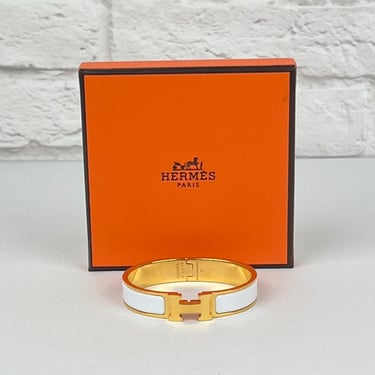 Hermès Clic H bracelet, S/XS, White/Gold