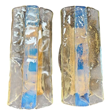 Italian Murano Glass Wall Sconces by Mazzega, Set of 3