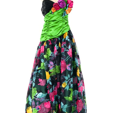 Eugene Alexander Dimensional Floral Strapless Gown