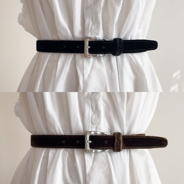 brown black velvet belt 90s y2k vintage Liz Claiborne skinny belt 