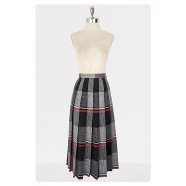 vintage 70's plaid pleated skirt (Size: M)