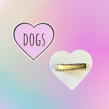 Dog Hair Clip I Love Dogs Heart Shaped Barrette 