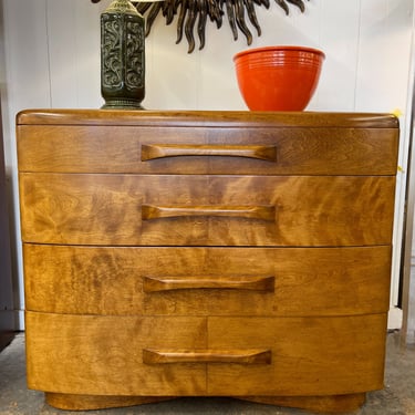 Heywood Wakefield Maple Niagara Dresser with Mirror Designed by Leo Jiranek, c. 1940s