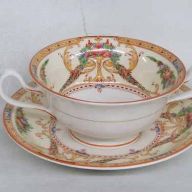 Royal Worcester Buckingham Porcelain Bouillon Soup Cup and Saucer Set 3497B
