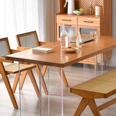 Modern Wood Dining Table with Acrylic Legs - Glass Legs 