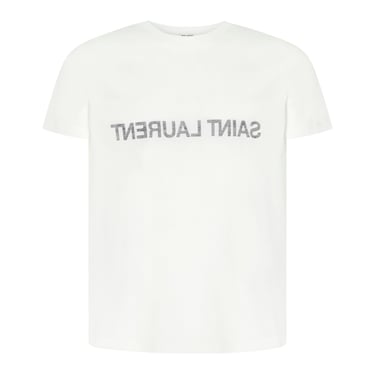 Saint Laurent Men Logo Cotton T-Shirt
