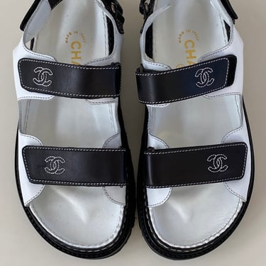 Vintage CHANEL CC Monogram Logos DAD Birkenstock Platform Sandals