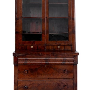 American Classical Mahogany Secretary Bookcase