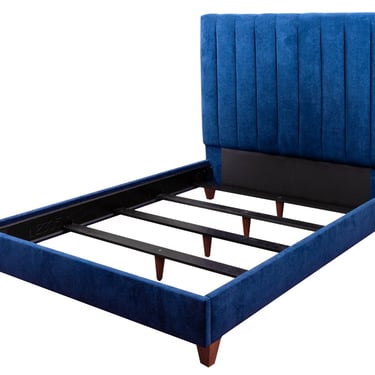 Blue Velvet Upholstered Bed